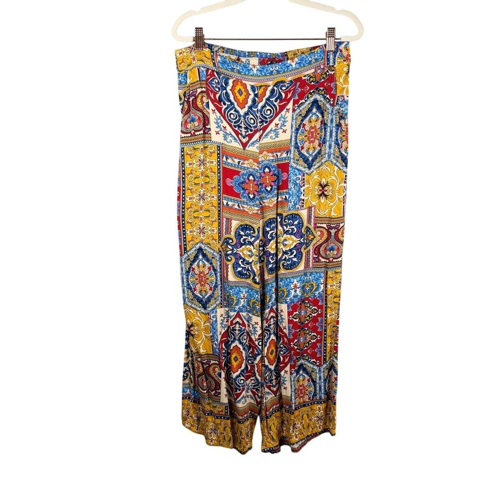 Haute Hippie Pants Womens Medium Art To Wear Pull-on Capri Wide‎ Leg High Rise